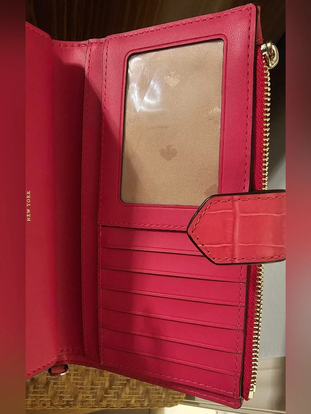 Kate Spade Croc Embossee Pink Leather Wallet EUC
